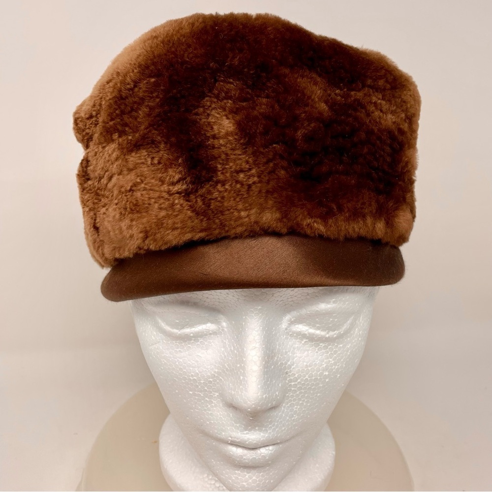 Vintage Brown Faux Fur Hat appropriate 22”circumference